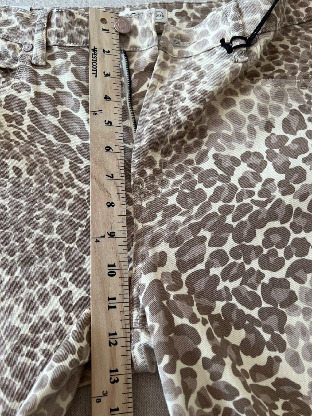 NWT OAT New York Light Leopard Print High Rise Wide Leg Jeans Cotton Size 12/31 - Picture 8 of 10